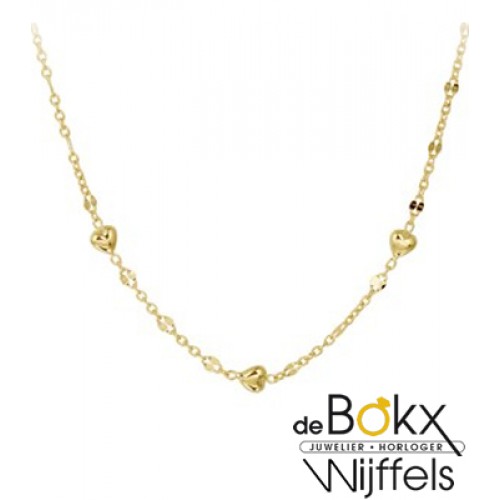 Gouden ketting met hartjes 36-38cm - 57076 Gouden ketting met hartjes 36-38cm - 57076