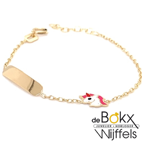 Eenhoorn baby armbandje met graveer plaatje - 57561 Eenhoorn baby armbandje met graveer plaatje - 57561