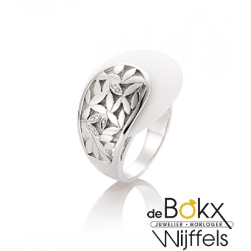 Breuning ring zilver met corian en diamant maat 56 - 50249 Breuning ring zilver met corian en diamant maat 56 - 50249