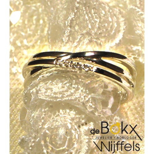 Wit gouden ring met diamant - 52096 Wit gouden ring met diamant - 52096