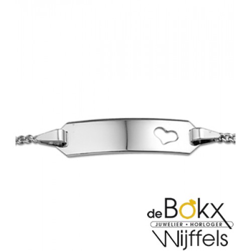 witgouden graveerarmband voor kinderen met hartje 9- 11cm - 56709 witgouden graveerarmband voor kinderen met hartje 9- 11cm - 56709