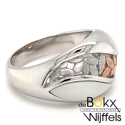 Ring breuning zilver met corian en rozé maat 58 - 55015 Ring breuning zilver met corian en rozé maat 58 - 55015