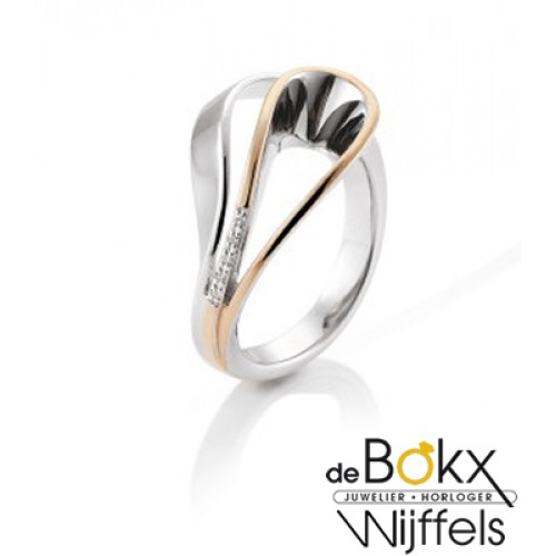 Breuning ring zilver met rozé en witte saffier - 54418 Breuning ring zilver met rozé en witte saffier - 54418