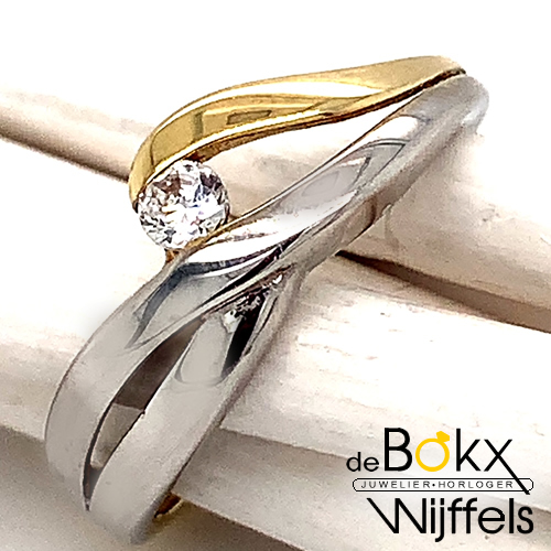 Gouden dames ring met zirkonia maat 54 - 52091 Gouden dames ring met zirkonia maat 54 - 52091