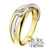 Wit en geel gouden ring met zirkonia - 55758 Wit en geel gouden ring met zirkonia - 55758