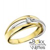 Wit en geel gouden ring met zirkonia - 55758 Wit en geel gouden ring met zirkonia - 55758