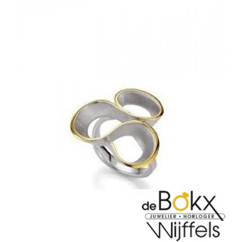 Breuning ring zilver en goud accent maat 56 - 55017 Breuning ring zilver en goud accent maat 56 - 55017