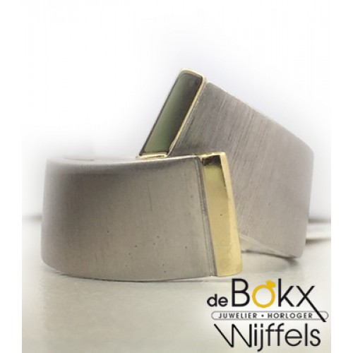 Breuning ring in zilver met goud maat 55 - 56315 Breuning ring in zilver met goud maat 55 - 56315
