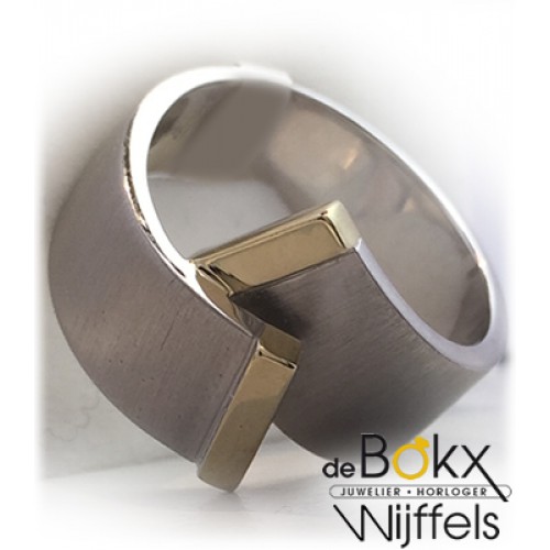Breuning ring in zilver met goud maat 55 - 56315 Breuning ring in zilver met goud maat 55 - 56315