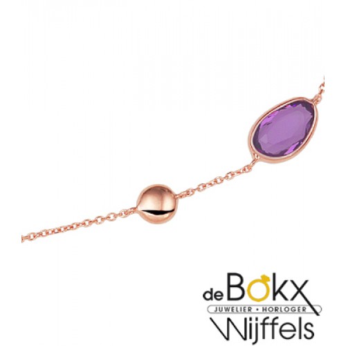 Roodgoud Collier Amethyst, roze en paarse kwarts - 55772 Roodgoud Collier Amethyst, roze en paarse kwarts - 55772