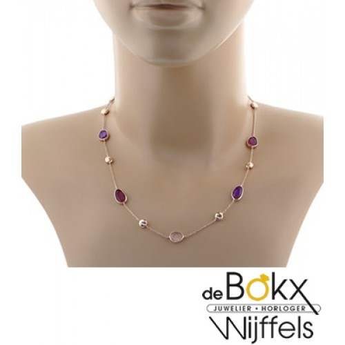 Roodgoud Collier Amethyst, roze en paarse kwarts - 55772 Roodgoud Collier Amethyst, roze en paarse kwarts - 55772