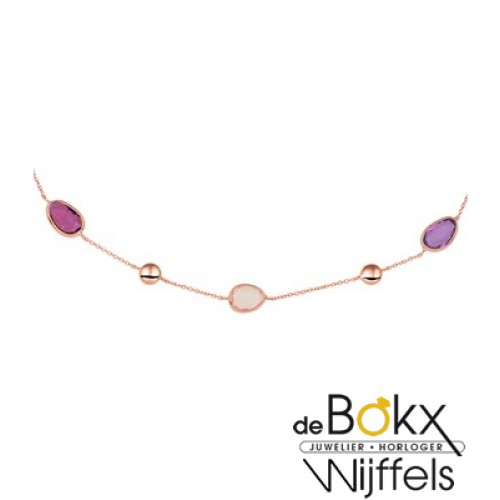 Roodgoud Collier Amethyst, roze en paarse kwarts - 55772 Roodgoud Collier Amethyst, roze en paarse kwarts - 55772