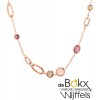 Rozégouden collier met edelstenemix. - 55775 Rozégouden collier met edelstenemix. - 55775