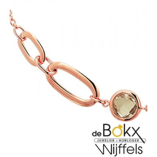 Rozégouden collier met edelstenemix. - 55775 Rozégouden collier met edelstenemix. - 55775