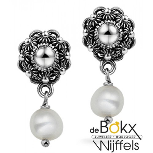 Oorstekers zeeuwse knoop 8mm zilver met parel - 57435 Oorstekers zeeuwse knoop 8mm zilver met parel - 57435