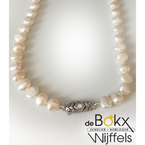 Zoetwater parel collier met zilveren sluiting - 50706 Zoetwater parel collier met zilveren sluiting - 50706