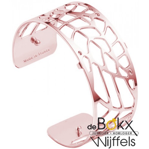 XL Armband fougeres 25mm les Georgettes roze goud met zwart en wit leer - 55801 XL Armband fougeres 25mm les Georgettes roze goud met zwart en wit leer - 55801