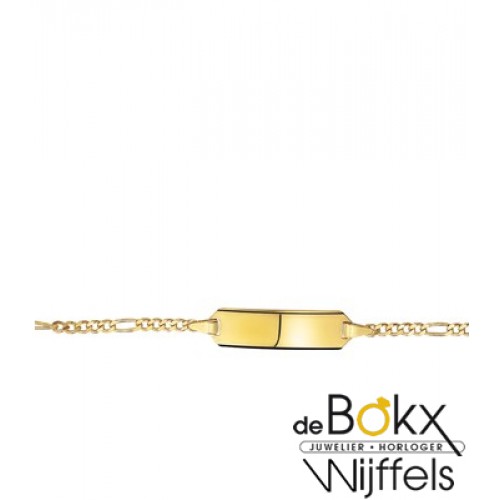baby armbandje met graveerplaatje geel goud 9 karaat 11-13cm - 56712 baby armbandje met graveerplaatje geel goud 9 karaat 11-13cm - 56712