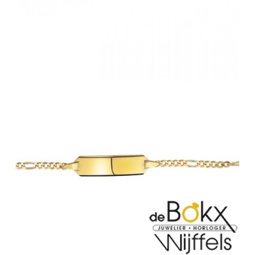 baby armbandje met graveerplaatje geel goud 9 karaat 11-13cm - 56712 baby armbandje met graveerplaatje geel goud 9 karaat 11-13cm - 56712