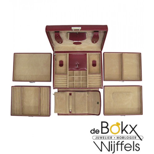 sieraden koffer windrose rood 5 etages merino groot 8036960 - 56407 sieraden koffer windrose rood 5 etages merino groot 8036960 - 56407