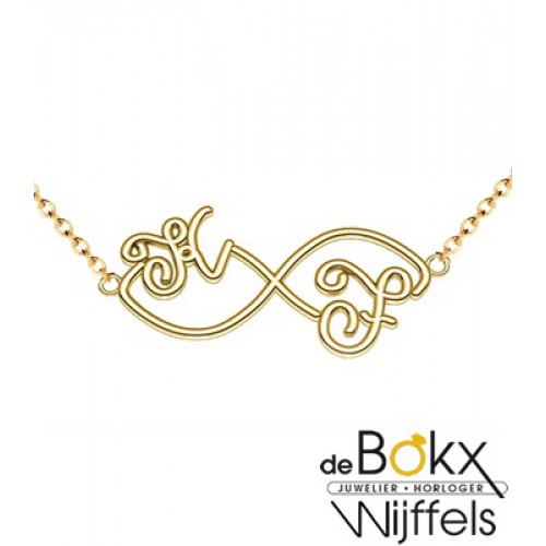 Infitnity ketting geelgoud met 2 letters - 56456 Infitnity ketting geelgoud met 2 letters - 56456