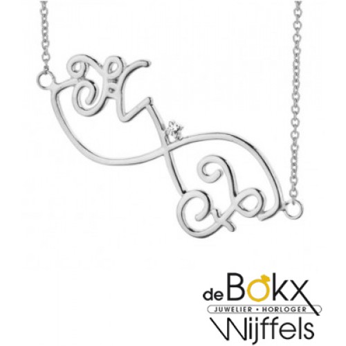 Infitnity ketting witgoud met 2 letters en diamant - 56457 Infitnity ketting witgoud met 2 letters en diamant - 56457