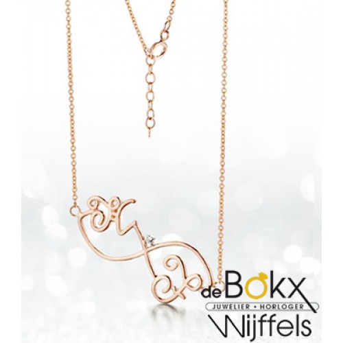Infitnity ketting witgoud met 2 letters en diamant - 56457 Infitnity ketting witgoud met 2 letters en diamant - 56457
