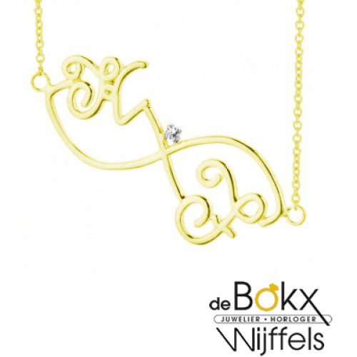 Infitnity ketting witgoud met 2 letters en diamant - 56457 Infitnity ketting witgoud met 2 letters en diamant - 56457