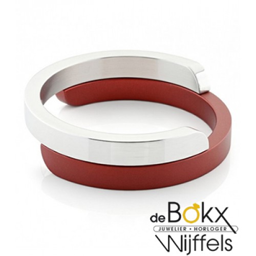 Armband van clic by suzanne in glimmend alluminium en rood A1R - 56104 Armband van clic by suzanne in glimmend alluminium en rood A1R - 56104