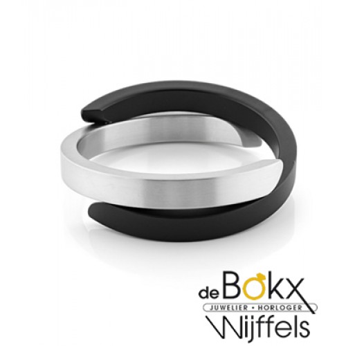 Armband aluminium glimmend en zwart met magneet van Clic by suzanne A1Z - 54662 Armband aluminium glimmend en zwart met magneet van Clic by suzanne A1Z - 54662