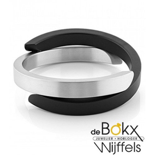 Armband aluminium glimmend en zwart met magneet van Clic by suzanne A1Z - 54662 Armband aluminium glimmend en zwart met magneet van Clic by suzanne A1Z - 54662