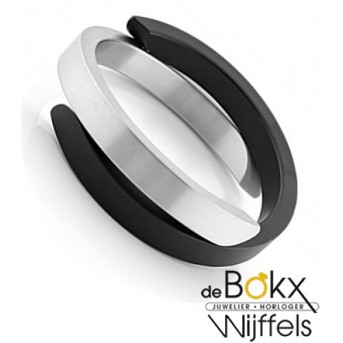 Armband aluminium glimmend en zwart met magneet van Clic by suzanne A1Z - 54662 Armband aluminium glimmend en zwart met magneet van Clic by suzanne A1Z - 54662