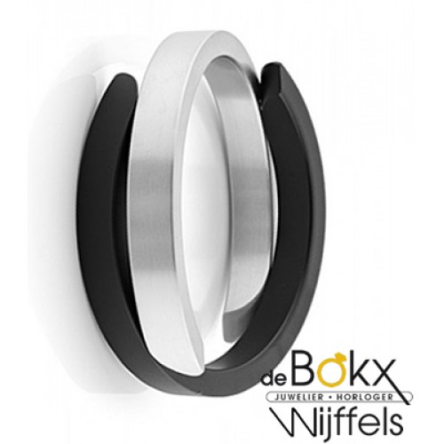 Armband aluminium glimmend en zwart met magneet van Clic by suzanne A1Z - 54662 Armband aluminium glimmend en zwart met magneet van Clic by suzanne A1Z - 54662