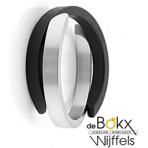 Armband aluminium glimmend en zwart met magneet van Clic by suzanne A1Z - 54662 Armband aluminium glimmend en zwart met magneet van Clic by suzanne A1Z - 54662