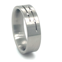 Edelstalen ring met 3 diamanten in maat 54 - 50840 Edelstalen ring met 3 diamanten in maat 54 - 50840