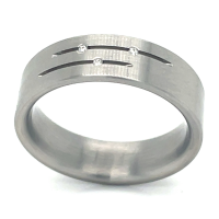 Edelstalen ring met 3 diamanten in maat 54 - 50840 Edelstalen ring met 3 diamanten in maat 54 - 50840