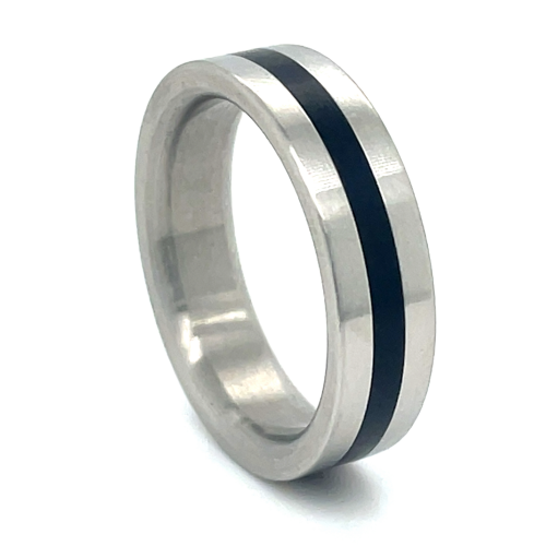 Stalen ring met zwart maat 59 rechte ring - 50847 Stalen ring met zwart maat 59 rechte ring - 50847