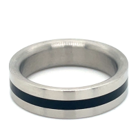 Stalen ring met zwart maat 59 rechte ring - 50847 Stalen ring met zwart maat 59 rechte ring - 50847