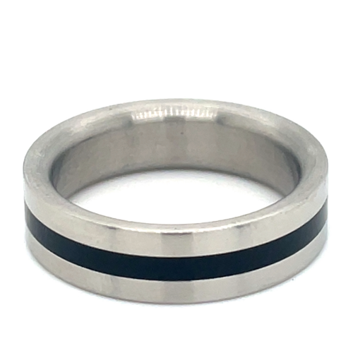 Stalen ring met zwart maat 59 rechte ring - 50847 Stalen ring met zwart maat 59 rechte ring - 50847