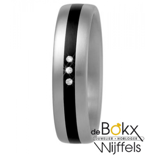 Ring Xeto Staal & diamant maat 54 - 50848 Ring Xeto Staal & diamant maat 54 - 50848