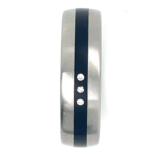 Stalen ring met 3 diamanten in maat 54 bollering - 50848 Stalen ring met 3 diamanten in maat 54 bollering - 50848