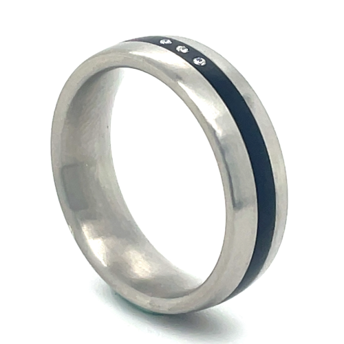Stalen ring met 3 diamanten in maat 54 bollering - 50848 Stalen ring met 3 diamanten in maat 54 bollering - 50848