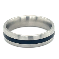 Stalen ring met zwart bolle ring maat 63 - 50849 Stalen ring met zwart bolle ring maat 63 - 50849