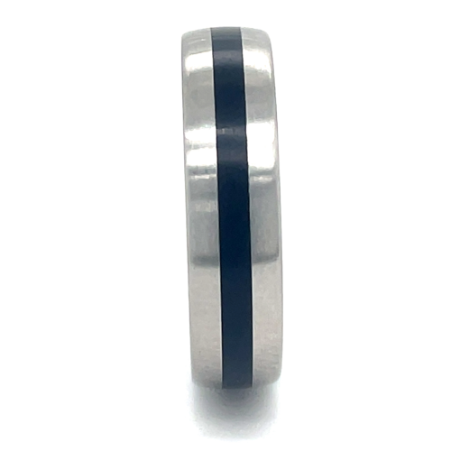 Stalen ring met zwart bolle ring maat 63 - 50849 Stalen ring met zwart bolle ring maat 63 - 50849