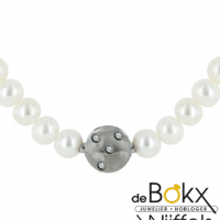 Parelketting met zilveren sluiting zirkonia steentjes - 51318 Parelketting met zilveren sluiting zirkonia steentjes - 51318
