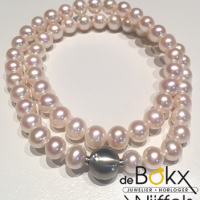 Parelketting met zilveren sluiting zirkonia steentjes - 51318 Parelketting met zilveren sluiting zirkonia steentjes - 51318