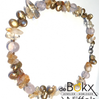 Bruin em roze Kwarts kralenketting - 51347 Bruin em roze Kwarts kralenketting - 51347