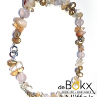 Bruin em roze Kwarts kralenketting - 51347 Bruin em roze Kwarts kralenketting - 51347