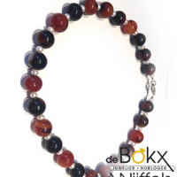 Agaat kralen ketting met zoetwaterparel - 51359 Agaat kralen ketting met zoetwaterparel - 51359