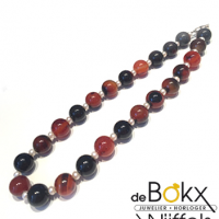 Agaat kralen ketting met zoetwaterparel - 51359 Agaat kralen ketting met zoetwaterparel - 51359
